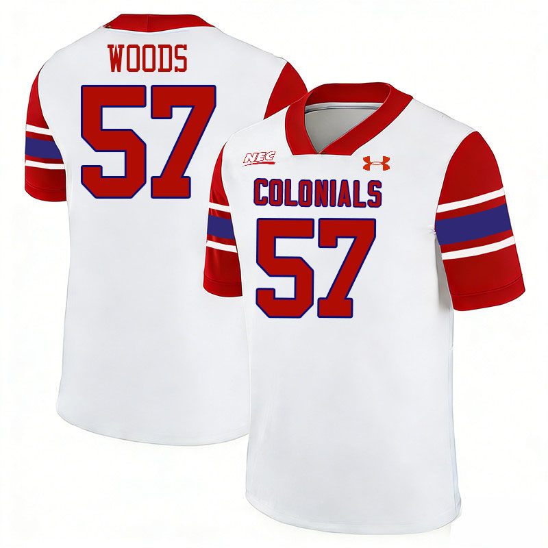 Robert Morris Colonials #57 Trey Woods College Football Jerseys,Uniforms Stitched-White